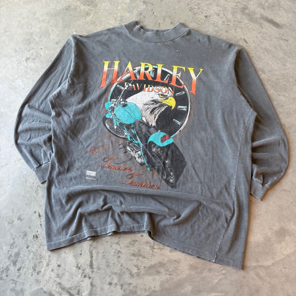 Vintage Harley Davidson Timeless Tradition Eagle Long Sleeve Shirt Gray XL